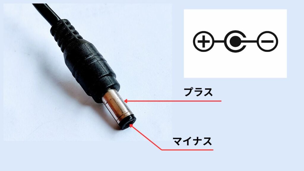 センターマイナス極性構造（DCプラグ）